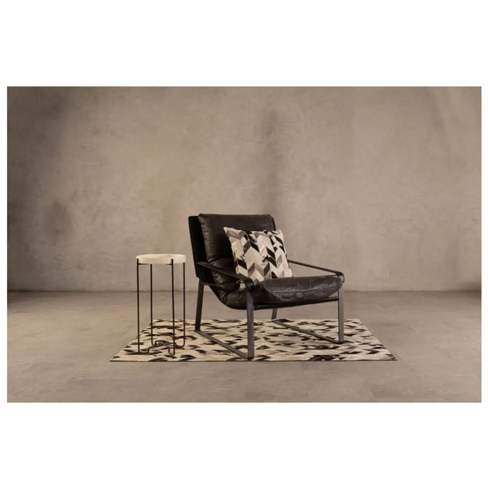 Monochrome Chevron Hide Cushion