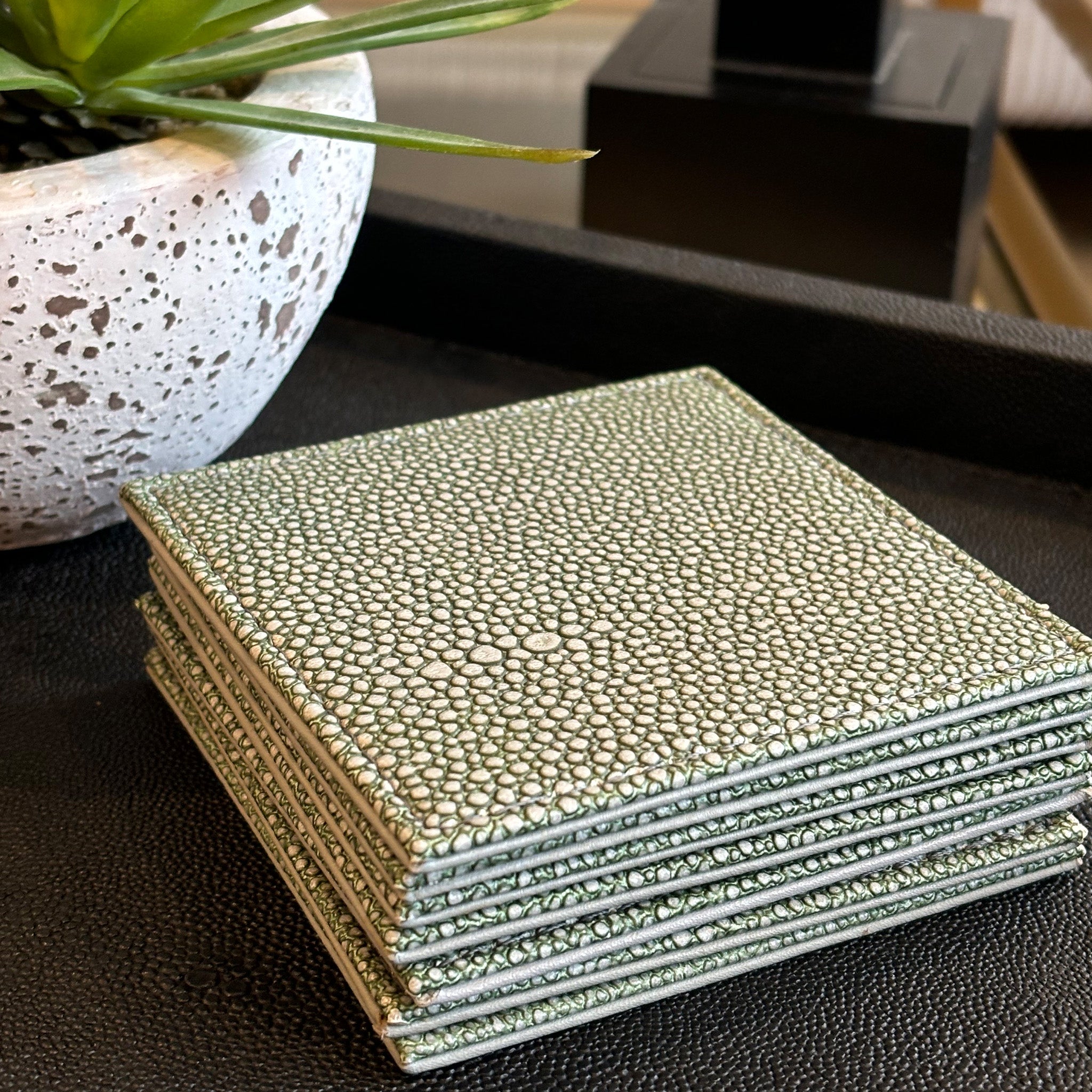 Faux Shagreen Coasters - Set of 6