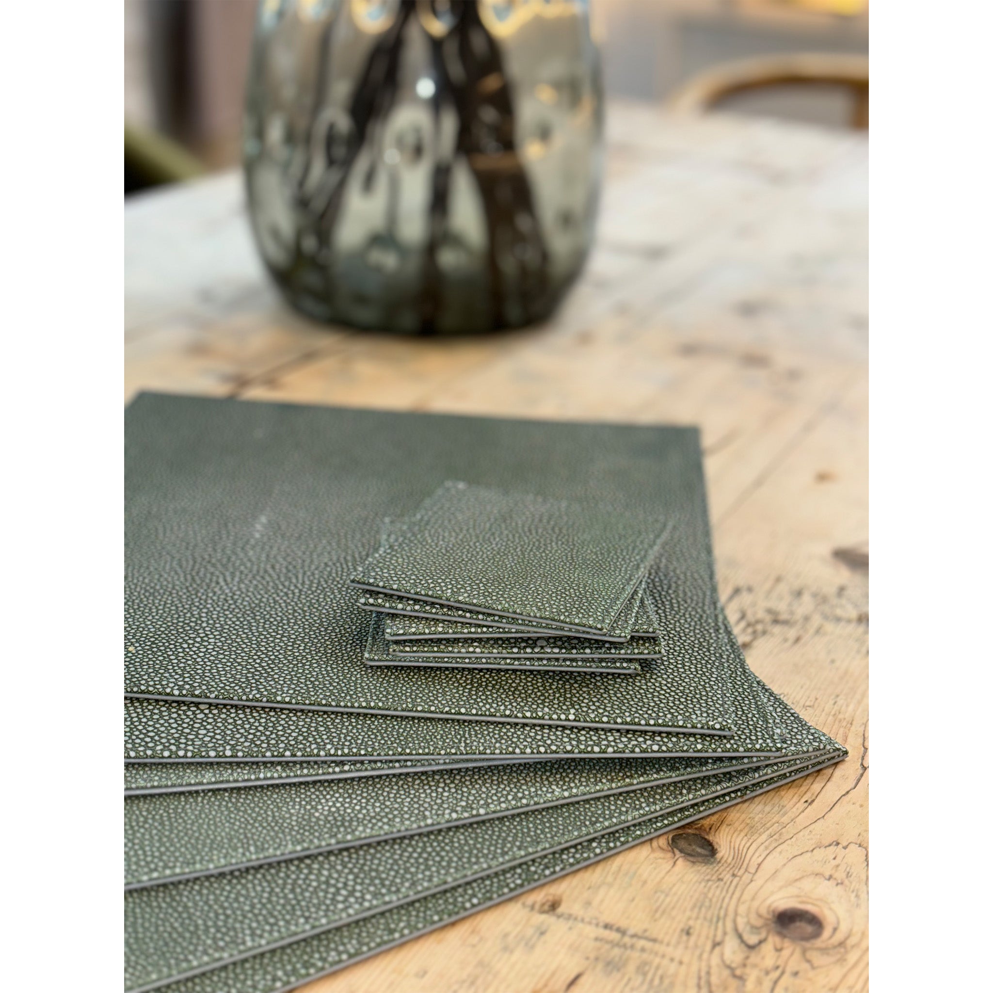 Faux Shagreen Placemats in Smoke -Set of 6