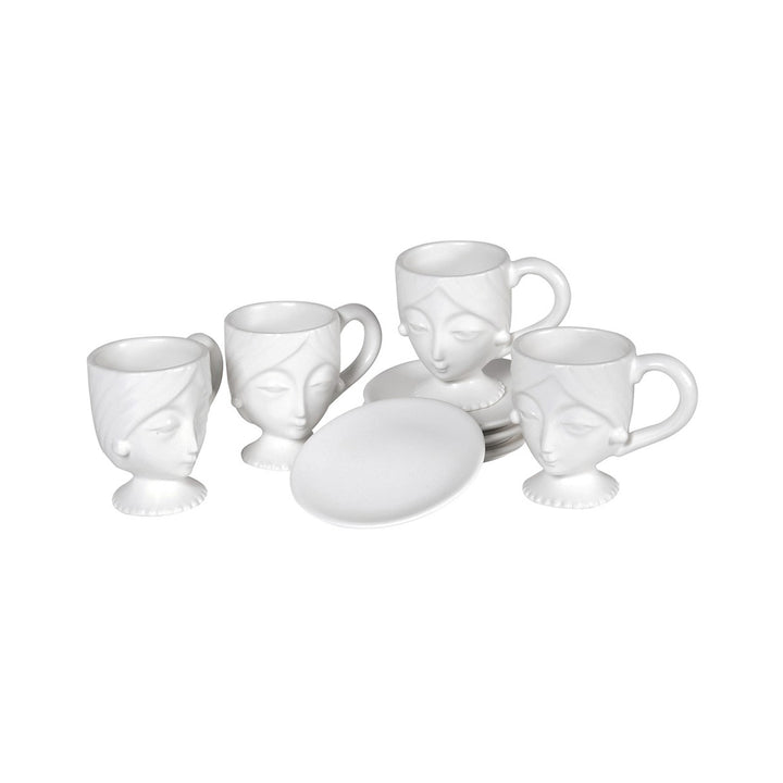 White Lady Cup and Saucers - Set of 4