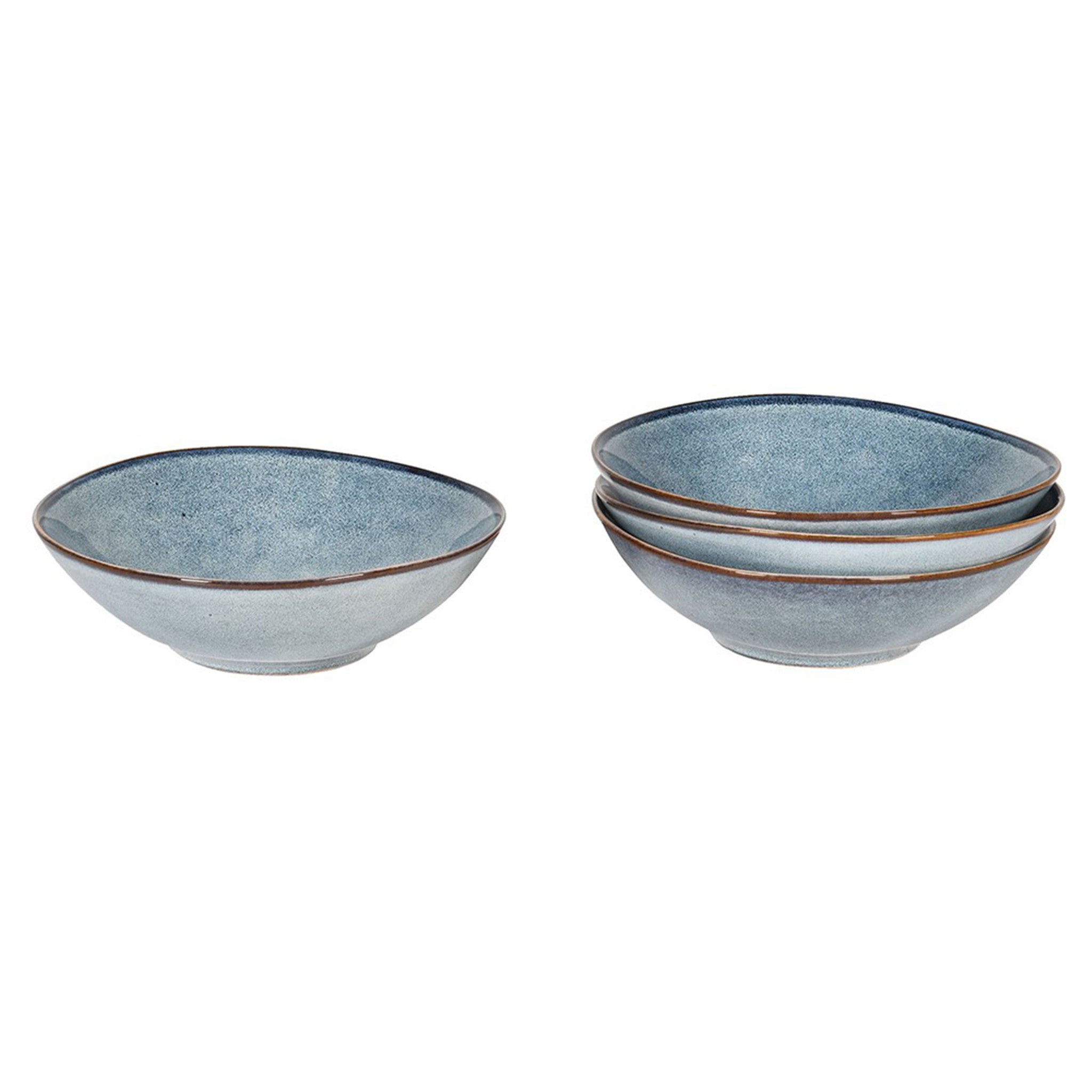 Stoneware Blue Bowls - Set of 4