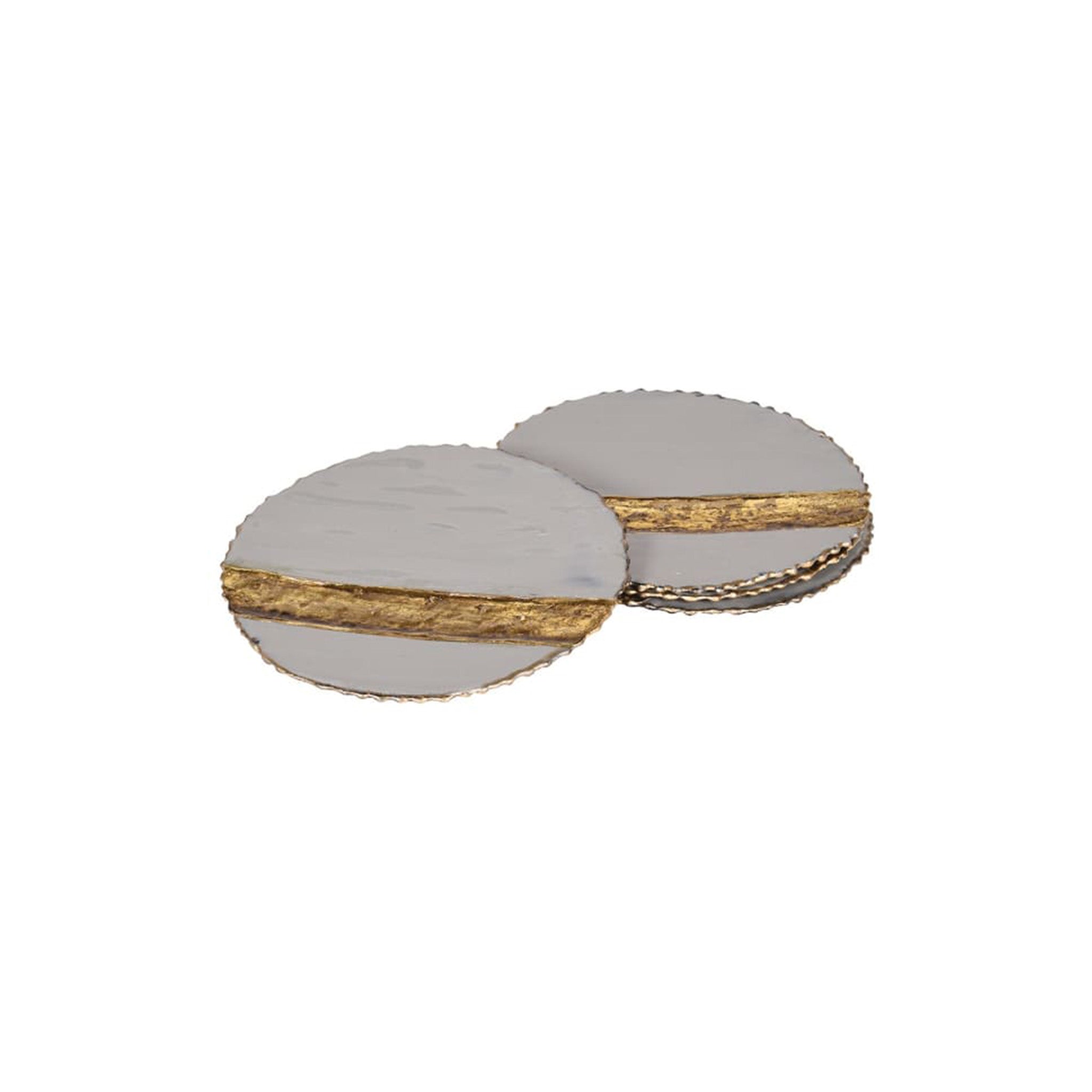 Grey & Gold Enamel Coasters – Set of 4