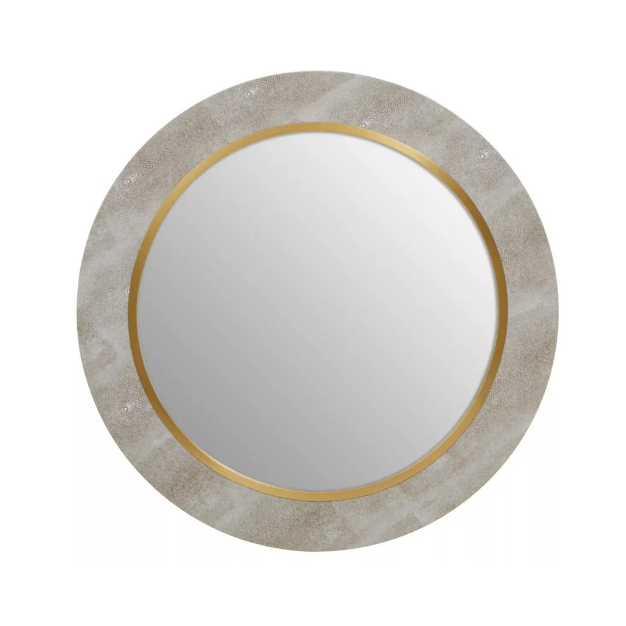 Faux Shagreen Leather Frame Mirror with Gold Trim