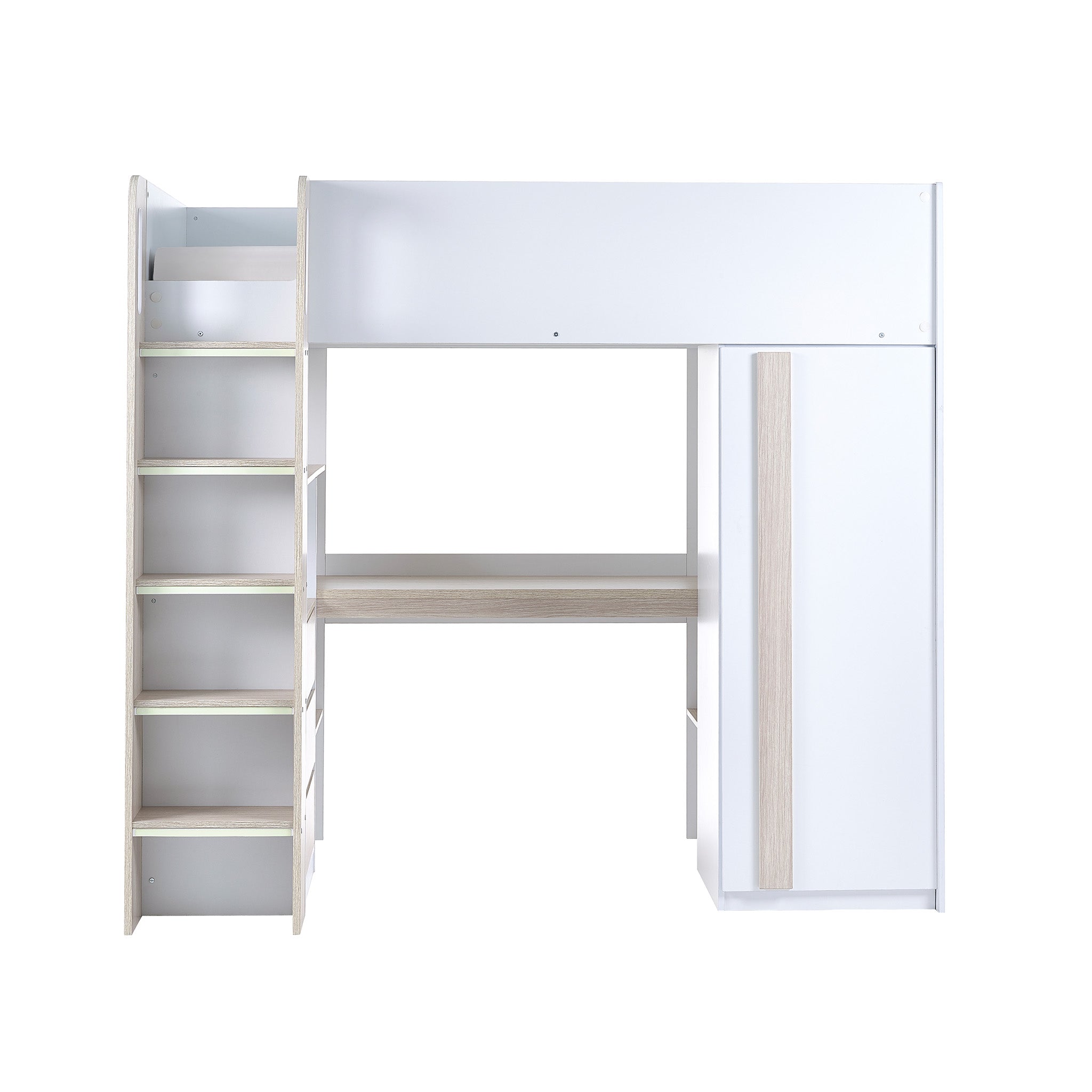 High Sleeper Single Bunk Bed with Desk and Storage