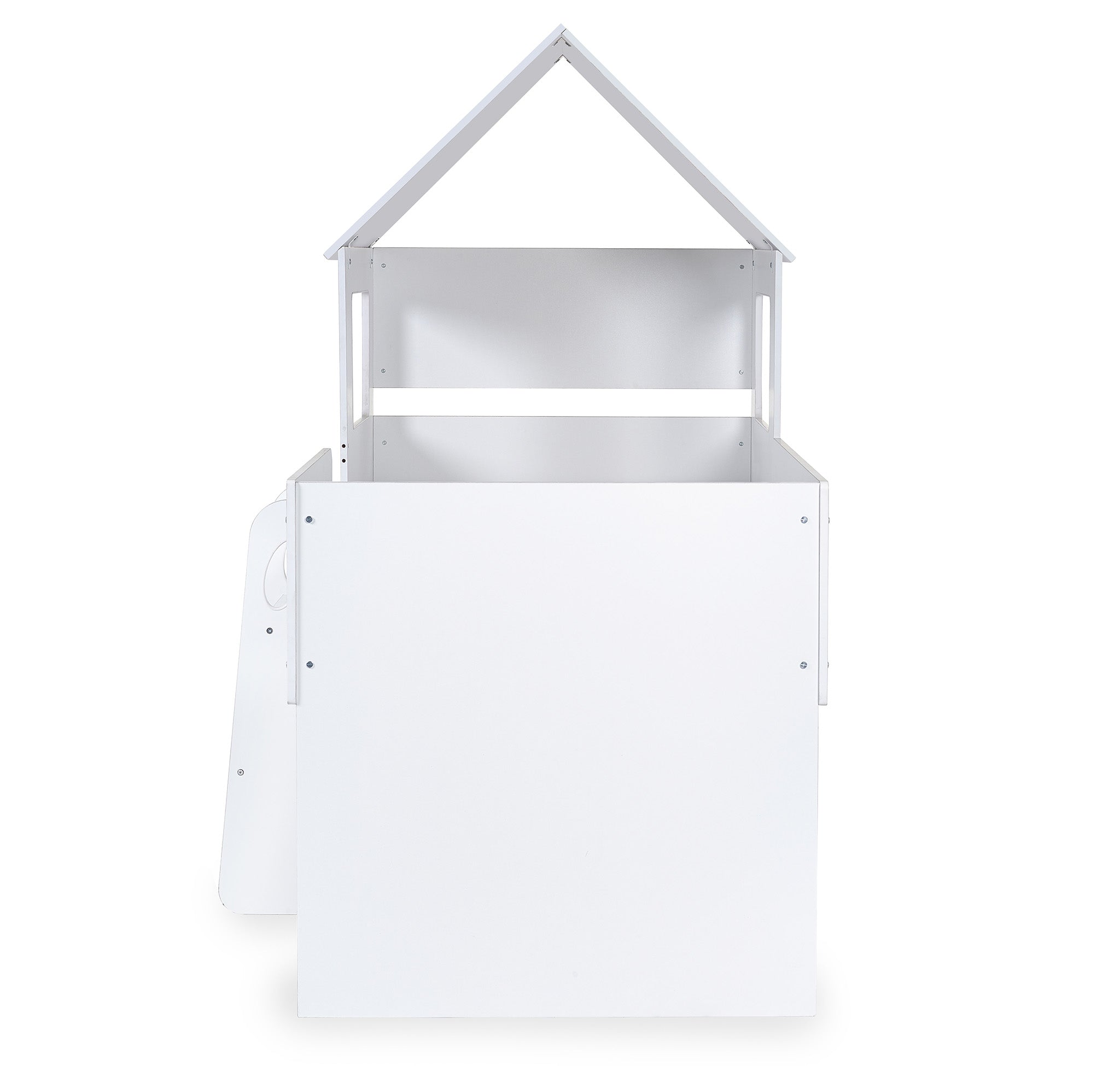 House Style Midsleeper Bed with Storage in White