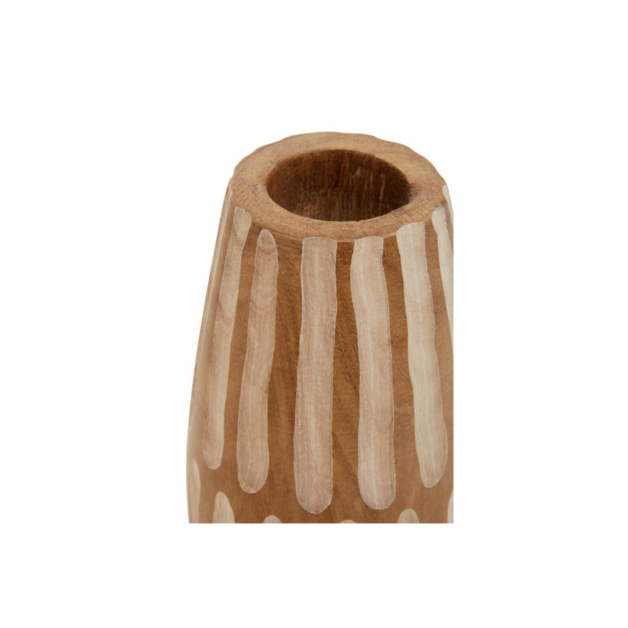 Linear Engraved Wooden Vase - Small