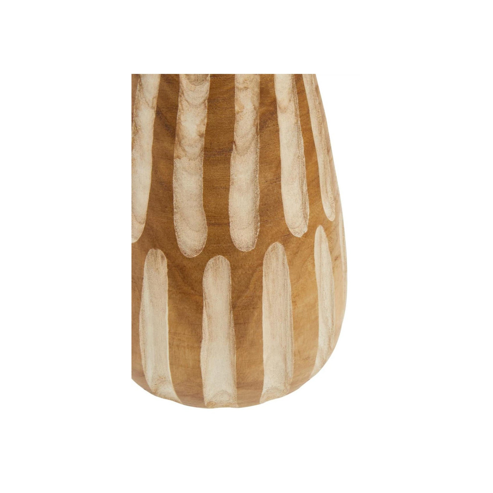 Linear Engraved Wooden Vase - Small
