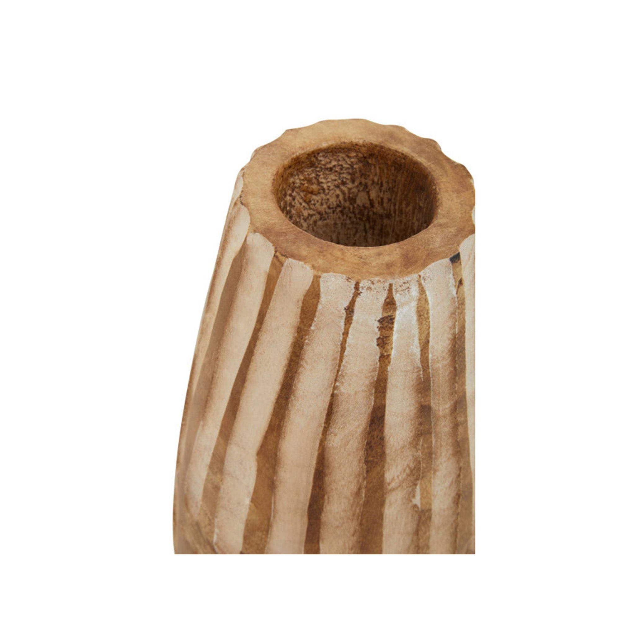 Linear Engraved Wooden Vase - Large