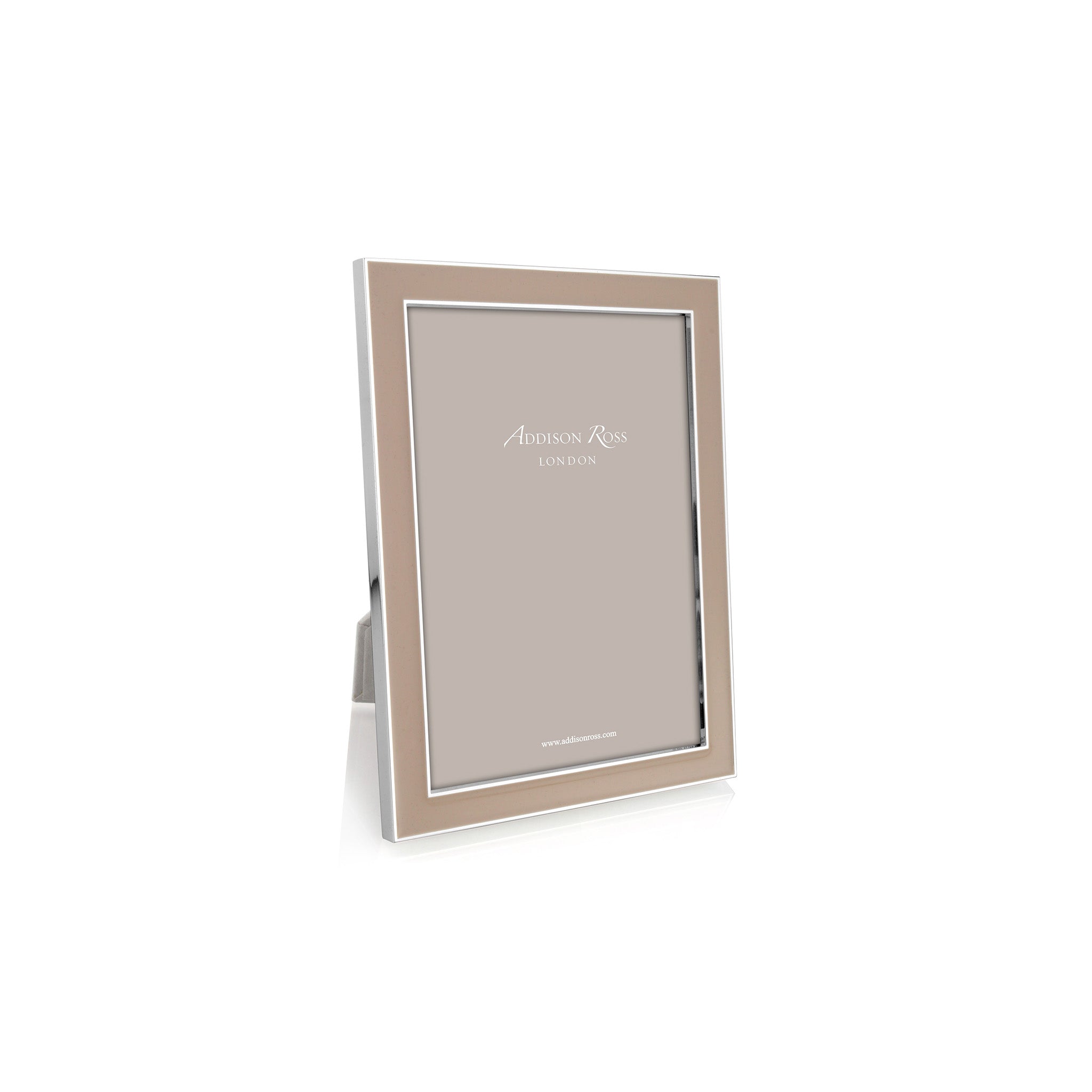 Enamel photo frame in cappucino colour, with a silver plated edge. Dimensions: Photo Size: 4x6 Inches   Delivery: 7-10 days