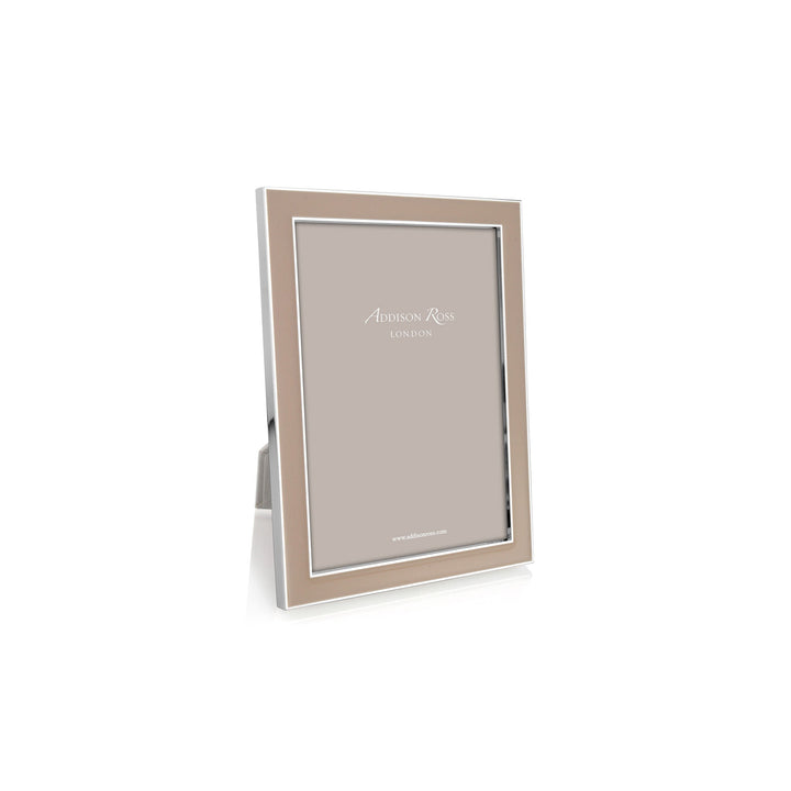 Enamel photo frame in cappucino colour, with a silver plated edge. Dimensions: Photo Size: 4x6 Inches   Delivery: 7-10 days