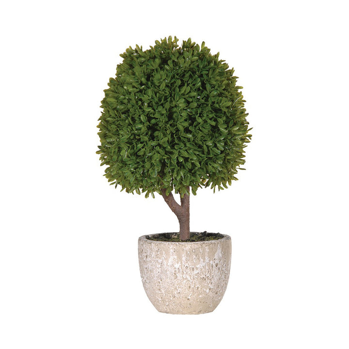 Faux topiary ball bush plant in a stone look clay pot  Dimensions: H:380 Dia:220 mm Pot dimensions - H:100 Dia:130mm  Delivery: 7-10 days