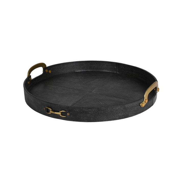 Black Shagreen Tray with Brass Detail