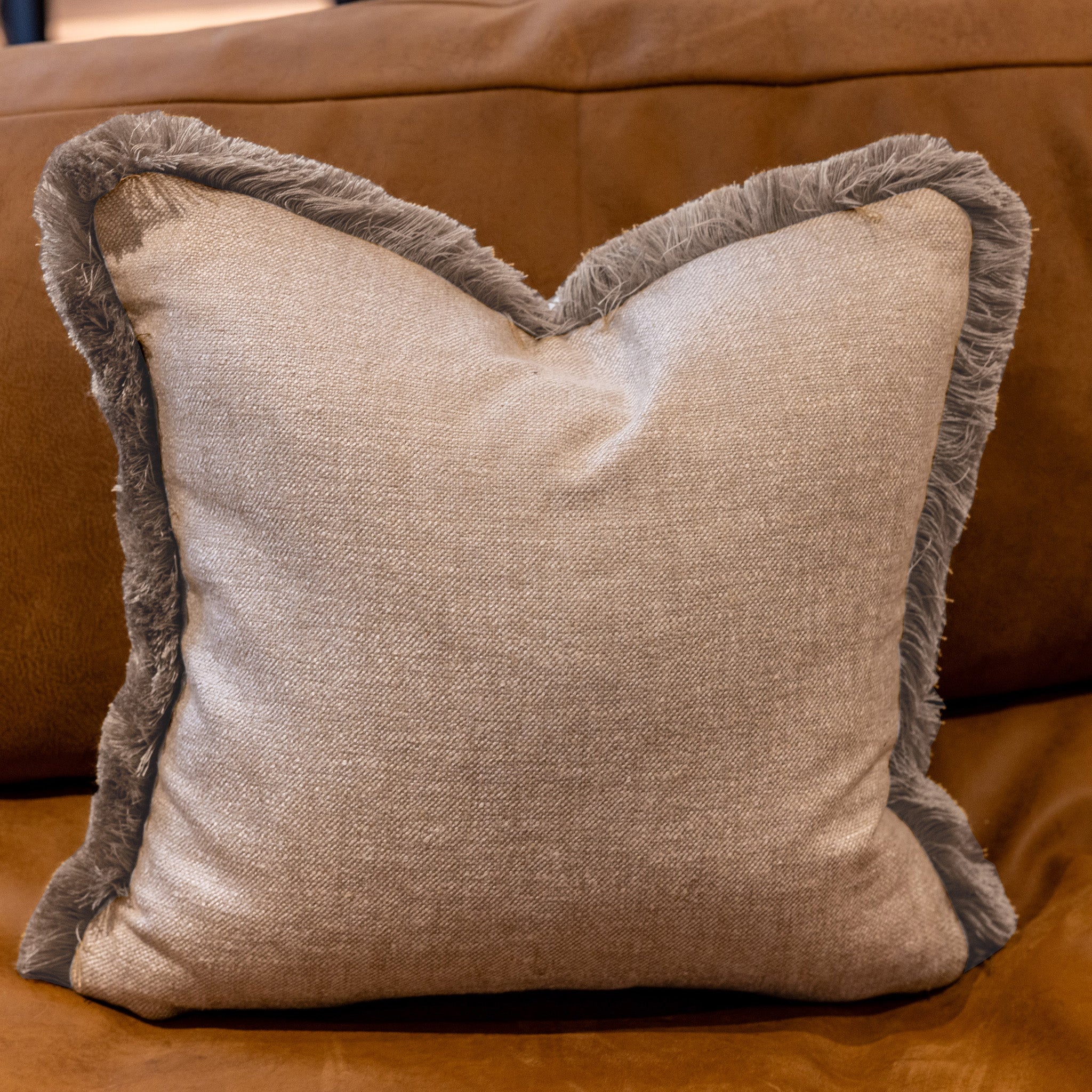 Oatmeal Fringed Cushion